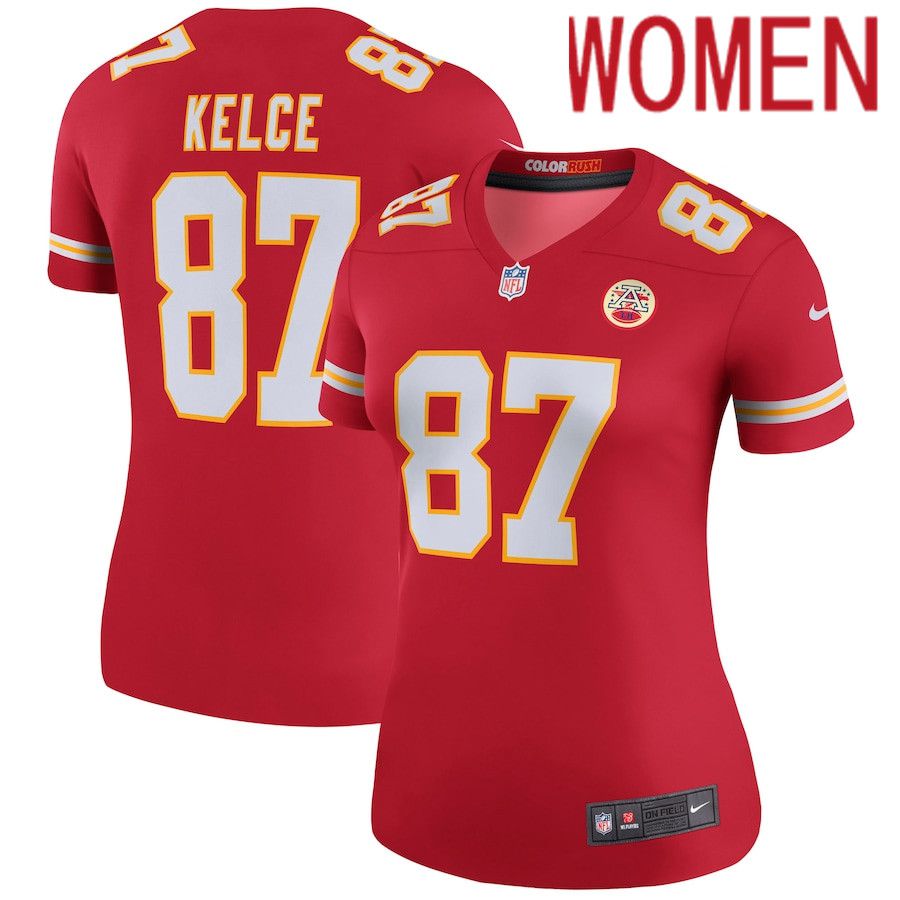 Women Kansas City Chiefs 87 Travis Kelce Nike Red Legend NFL Jersey